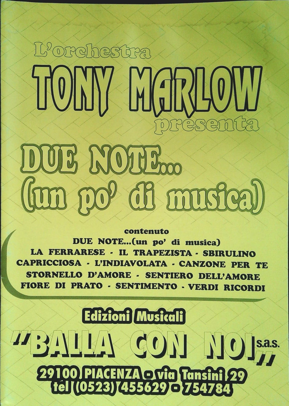 ORCHESTRA TONY MARLOW - 12 BRANI - SPARTITO-SHEET MUSIC