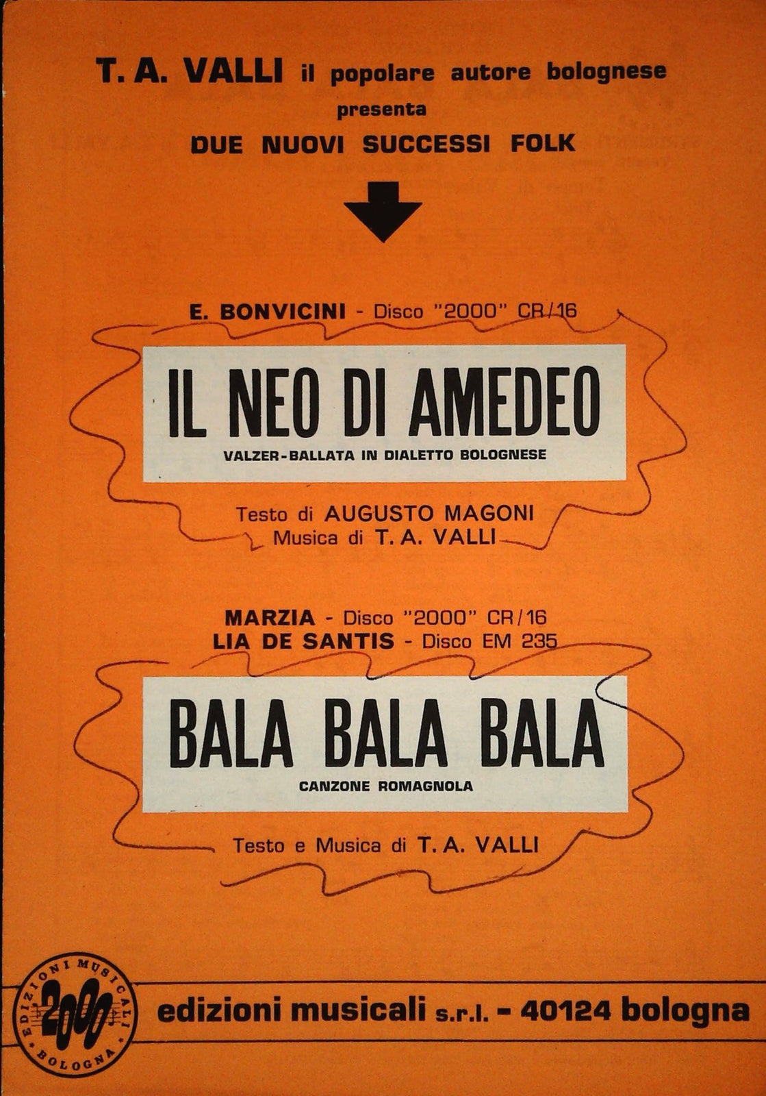 IL NEO DI AMEDEO-BALA BALA BAL - SPARTITO SHEET MUSIC