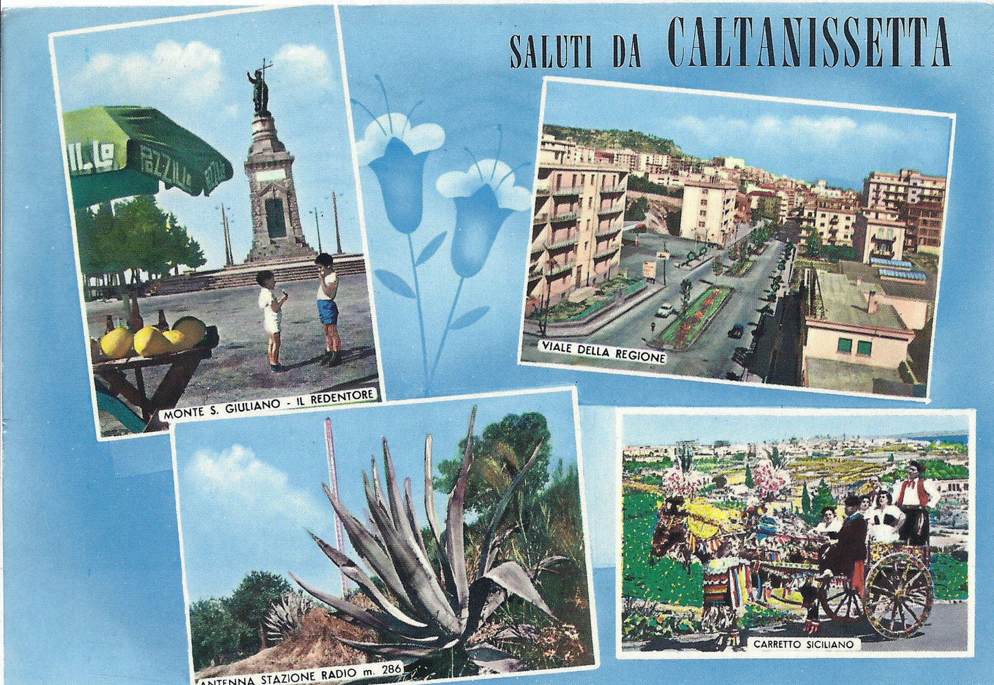 CALTANISETTA - 4 VEDUTE - V1972 - ACQUERELLATA