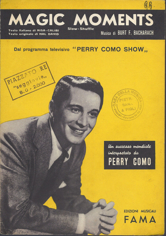 MAGIC MOMENTS ( Perry Como ) H. David, Nisa -Calibi - Burt Bacharach # SPARTITO