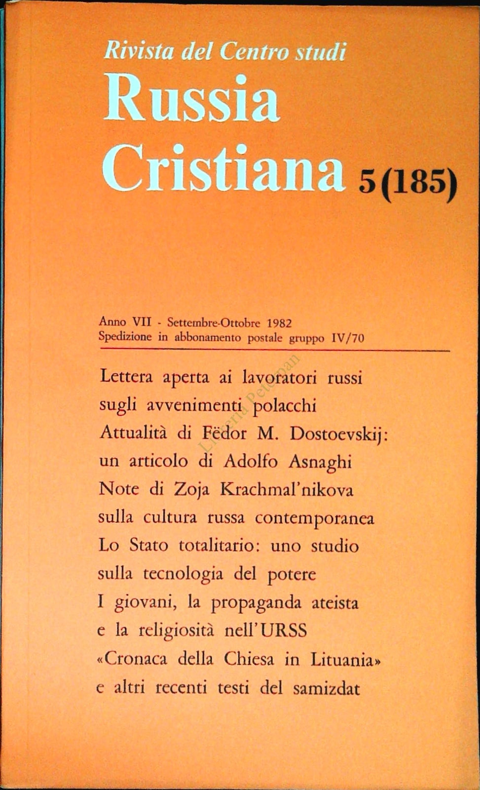 RUSSIA CRISTIANA N. 185 - SETTEMBRE-OTTOBRE 1982