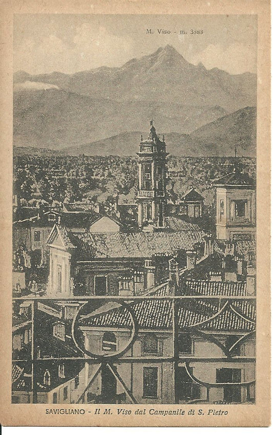 SAVIGLIANO - IL MONVISO DAL CAMPANILE DI S. PIETRO - NV