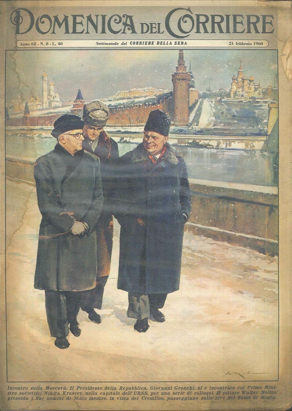 DOMENICA DEL CORRIERE N 8 - 21 FEBBRAIO 1960 - ILL. WALTER MOLINO