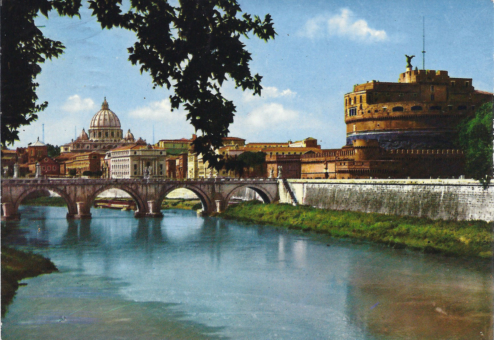 ROMA - PONTE E CASTEL S. ANGELO - V1971 - ACQUERELLATA