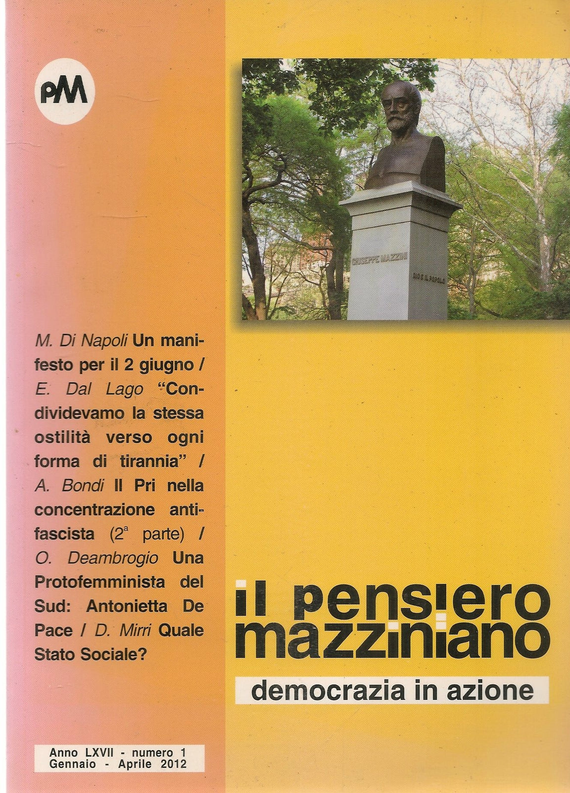 IL PENSIERO MAZZINIANO - GENNAIO-APRILE 2012