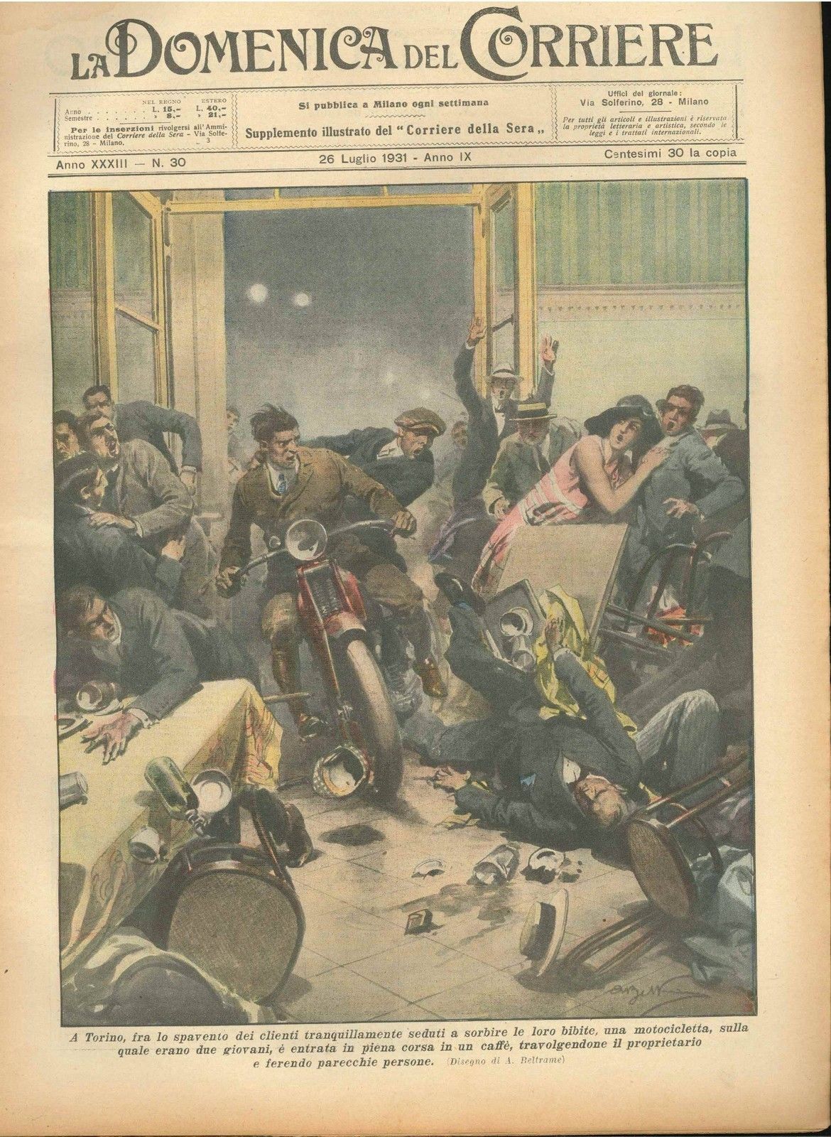 DOMENICA DEL CORRIERE N  30 - 26 LUGLIO 1931 - ILL.  A. BELTRAME