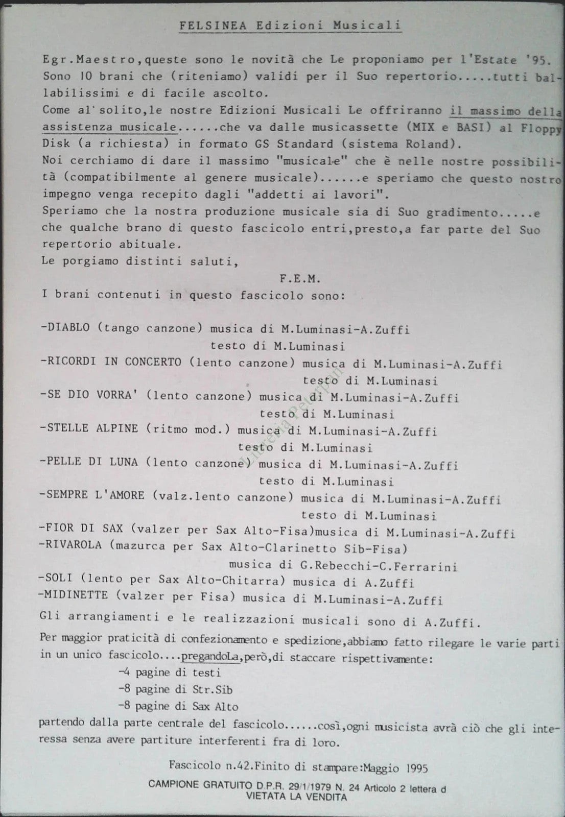 IL MEGLIO DEL BALLO - FELSINEA FASCICOLO 42 - SPARTITO-SHEET MUSIC