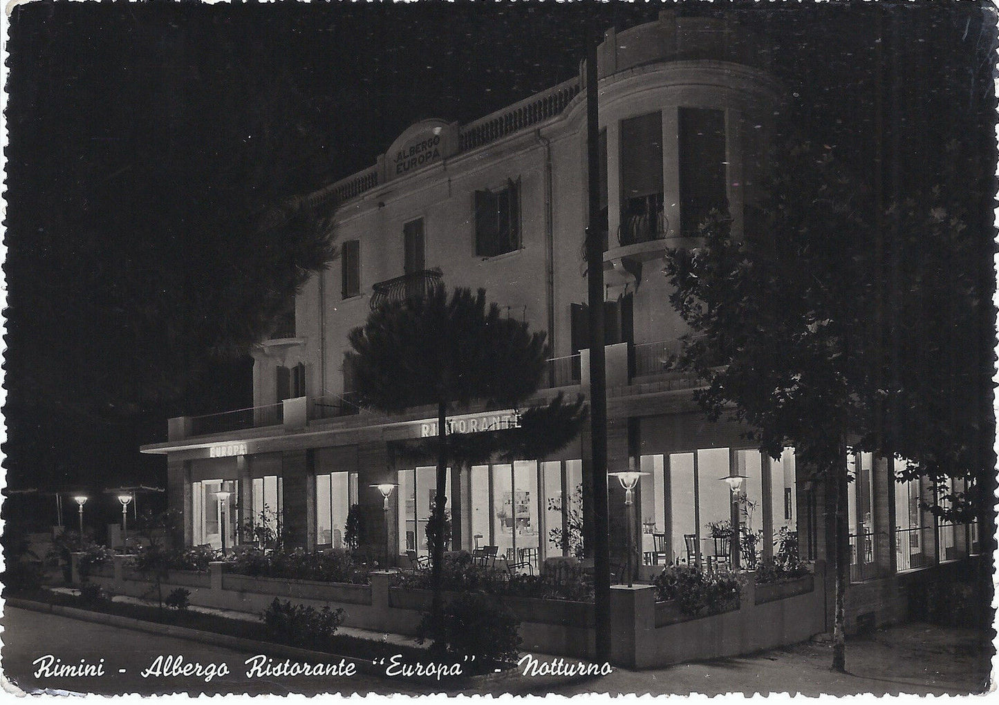 RIMINI - ALBERGO RISTORANTE EUROPA - NOTTURNO - V 1957 - FG