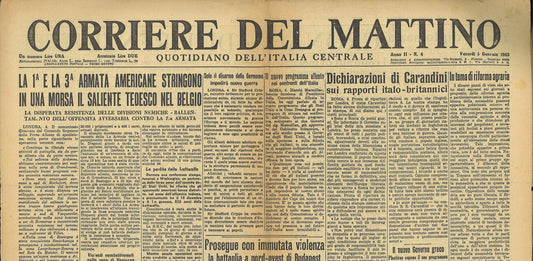 IL CORRIERE DEL MATTINO 5 GENNAIO 1945 -OFFENSIVA BELGIO E BUDAPEST