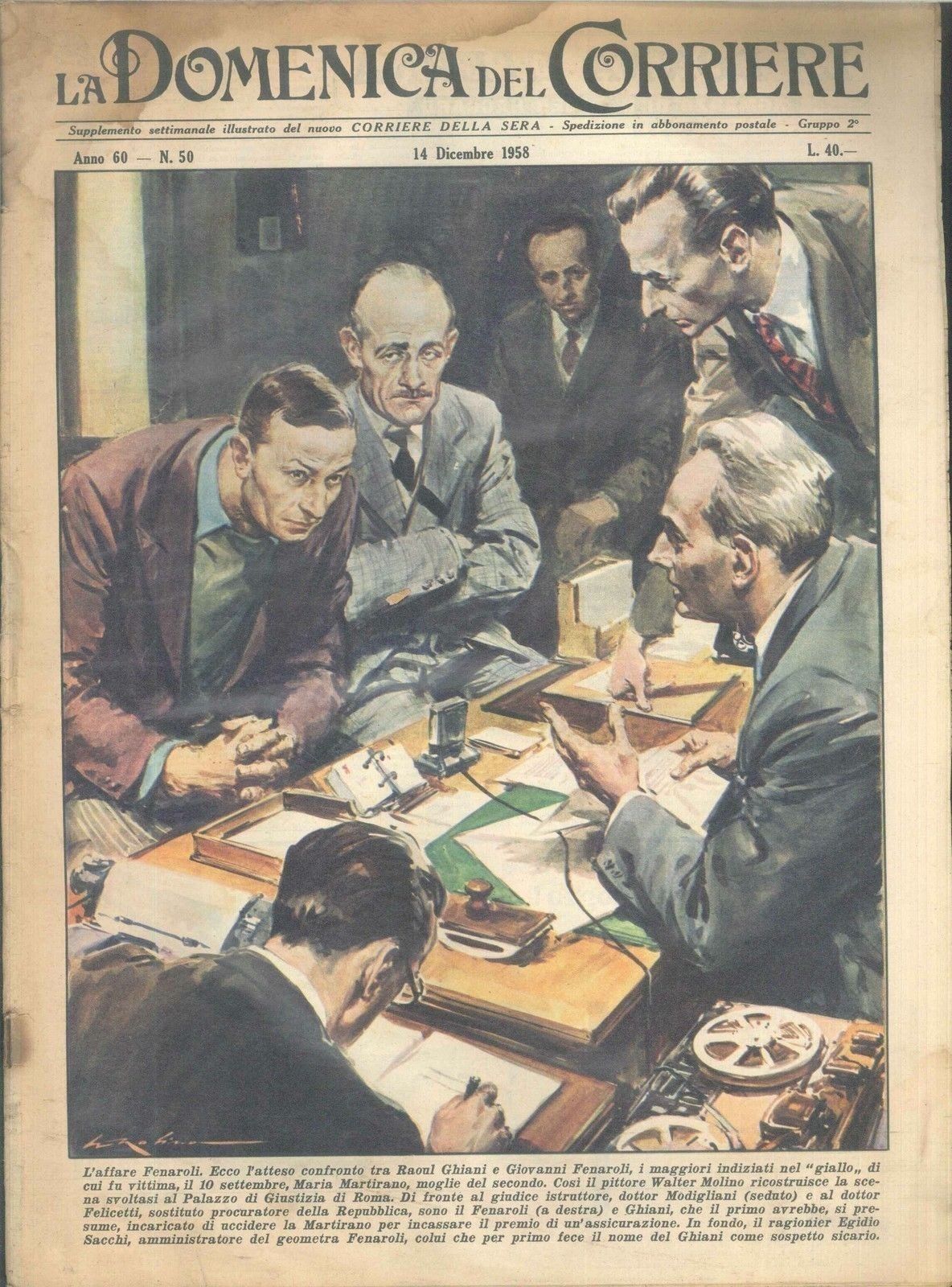 DOMENICA DEL CORRIERE N 50 - 14 DICEMBRE 1958 - ILL. WALTER MOLINO