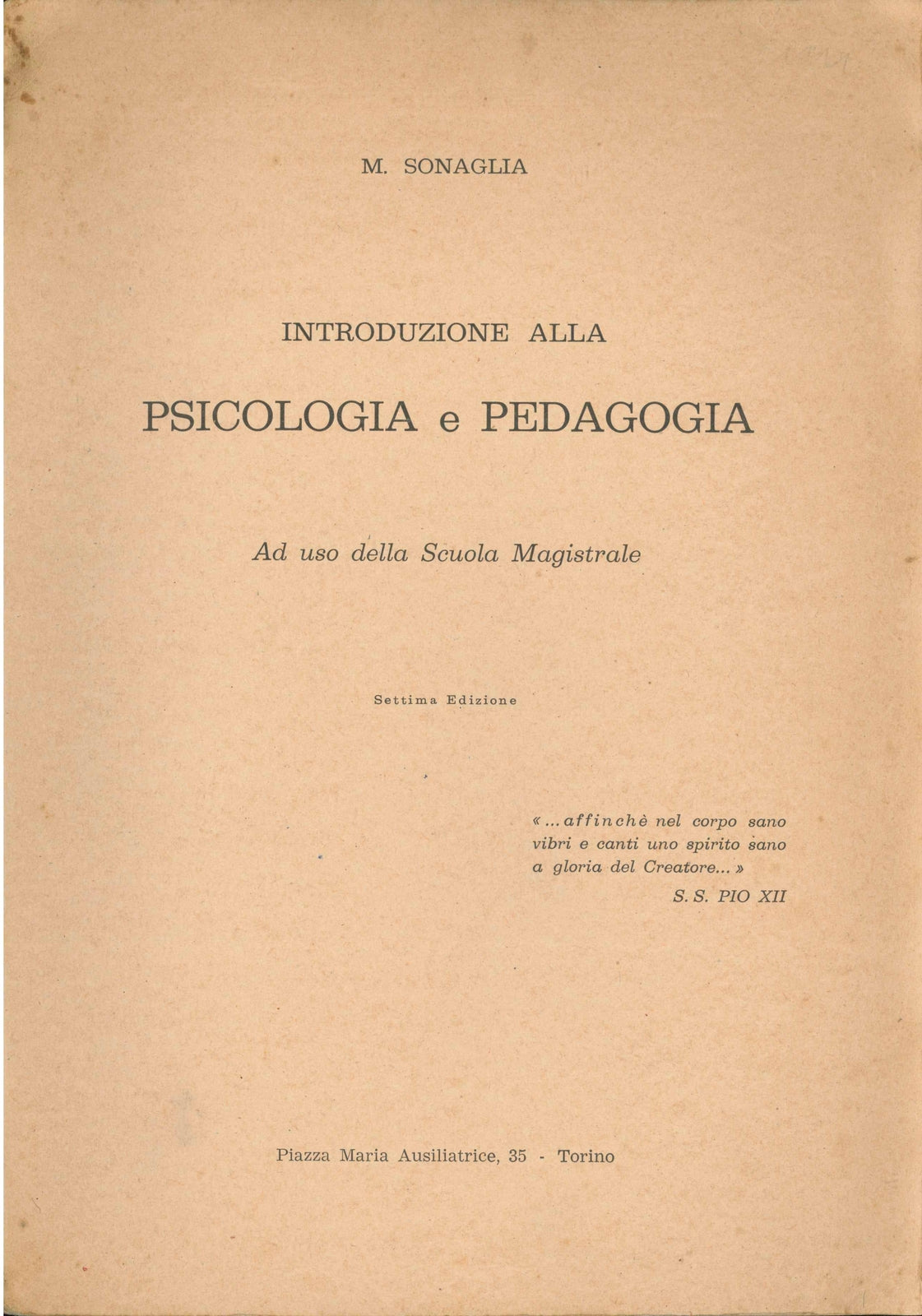 PSICOLOGIA E PEDAGOGIA - M. SONAGLIA