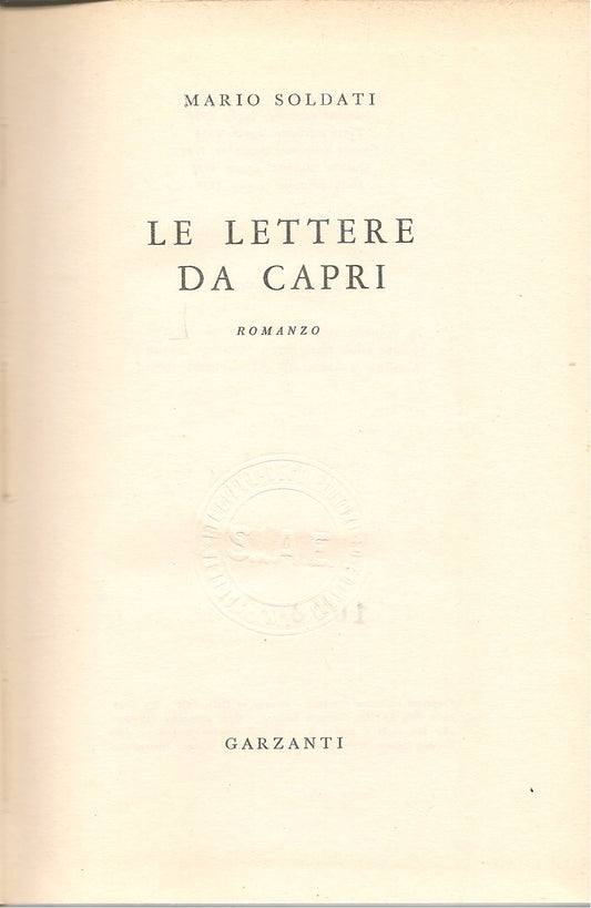 LETTERE DA CAPRI - MARIO SOLDATI