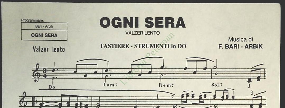OGNI SERA.valzer lento - FASCINO BLU .valzer lento - SPARTITO-SHEET MUSIC