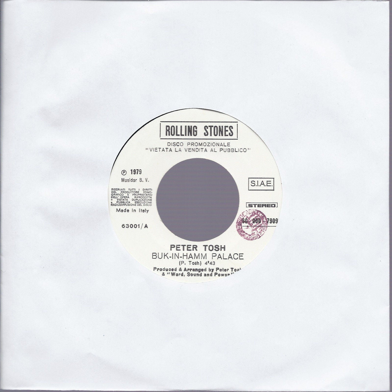 BUK-IN-HAMM PALACE # PETER TOSH -- MISS MONDO # CARILLON - Promo, white label