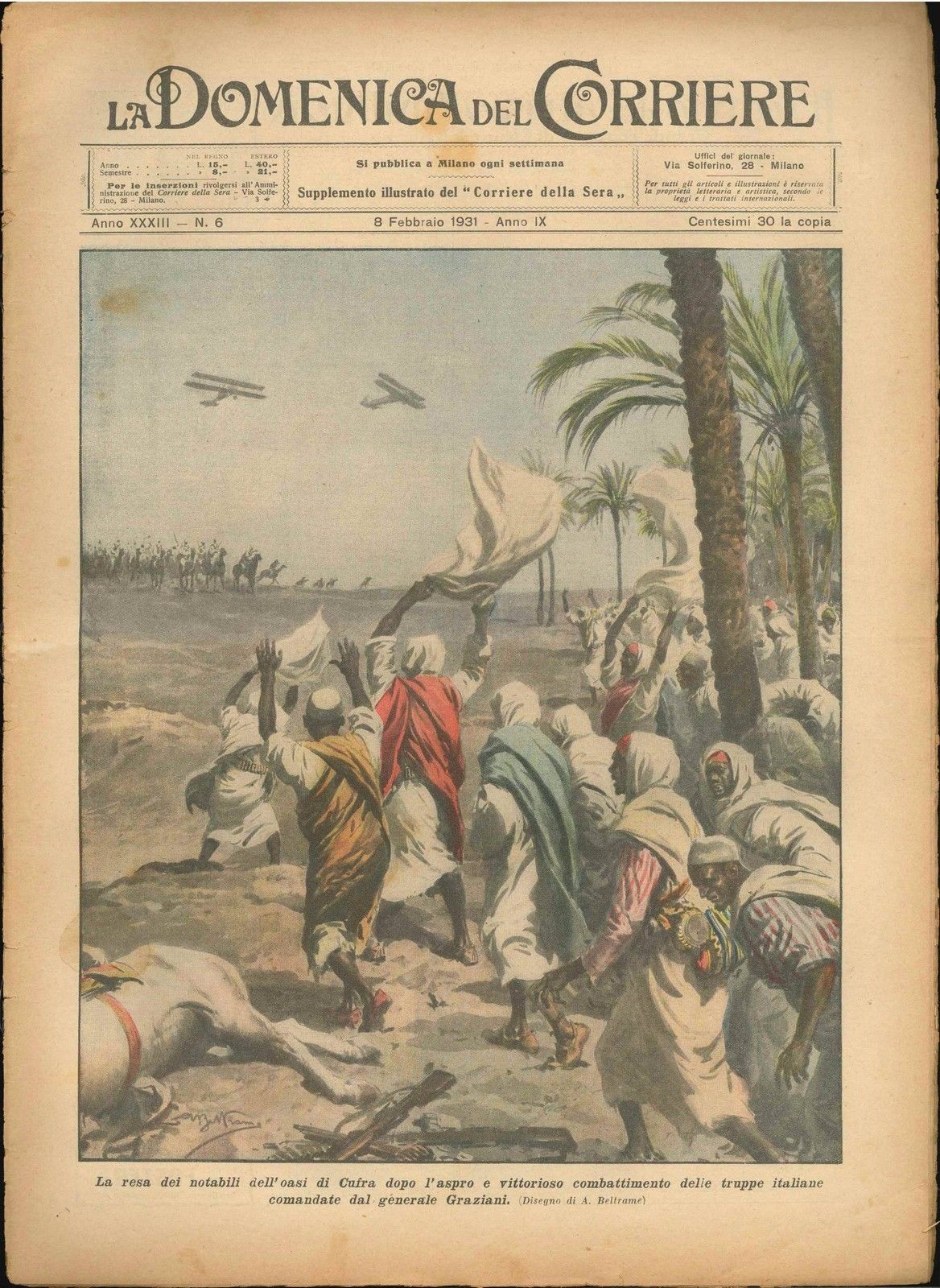 DOMENICA DEL CORRIERE N 6 - 8 FEBBRAIO 1931 - ILL. A. BELTRAME