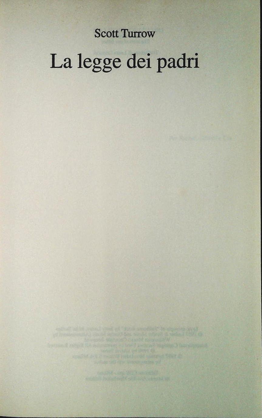 LA LEGGE DEI PADRI - SCOTT TUROW - CDE 1998 - OUTLET DEL LIBRO