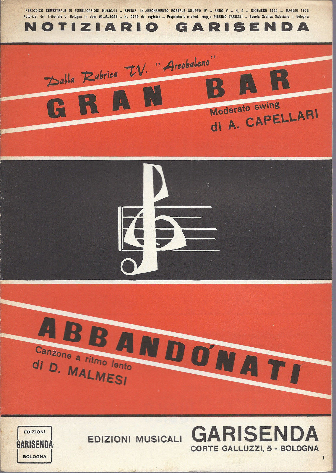 GRAN BAR  A. Capellari - ABBANDONATI  D. Malmesi # SPARTITO - Edizioni Garisenda