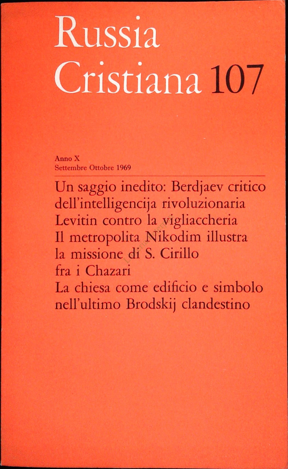 RUSSIA CRISTIANA N- 107 - SETTEMBRE-OTTOBRE 1969