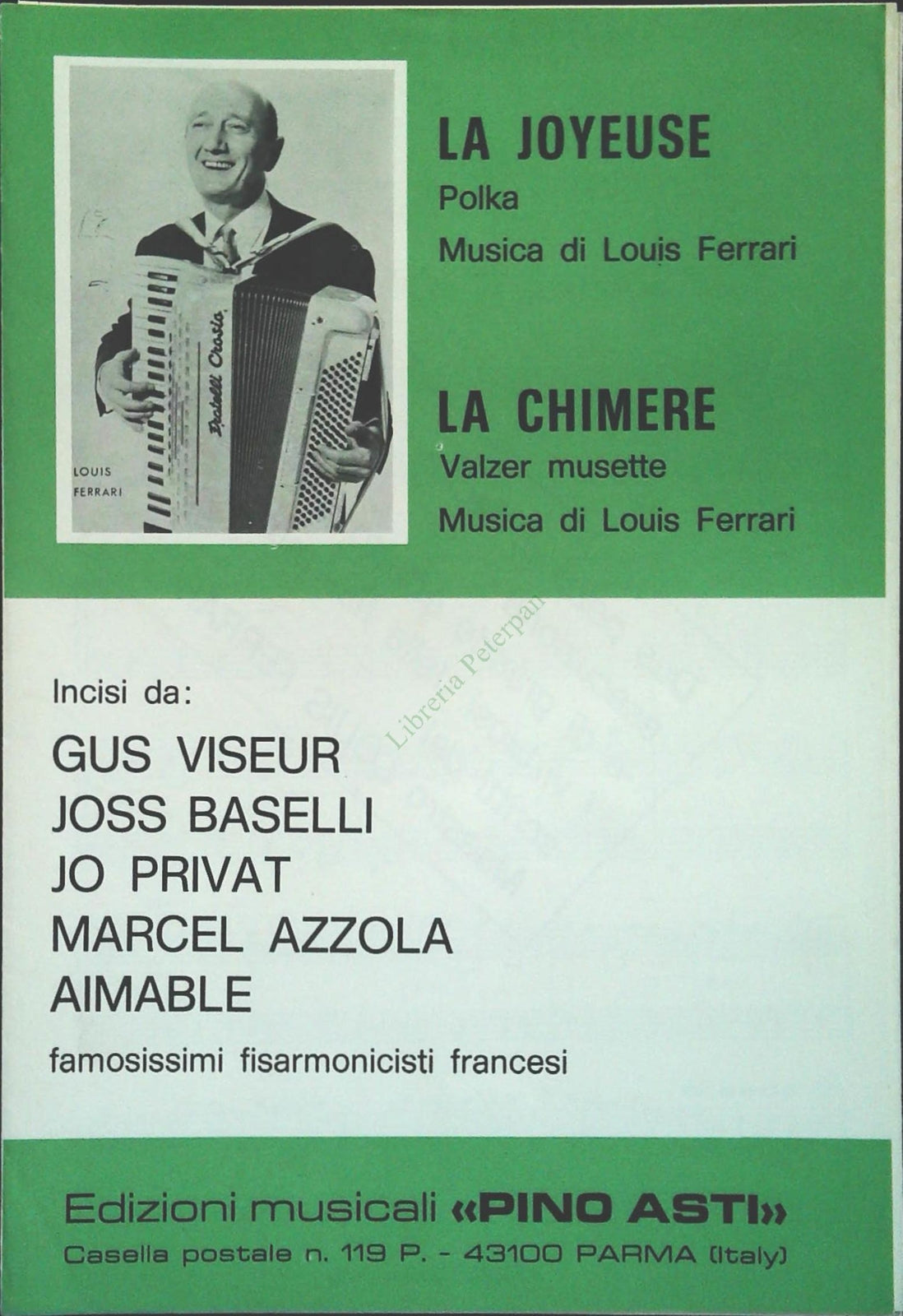 LA JOYEUSE.polka - LA CHIMERE.valzer musette - SPARTITO-SHEET MUSIC