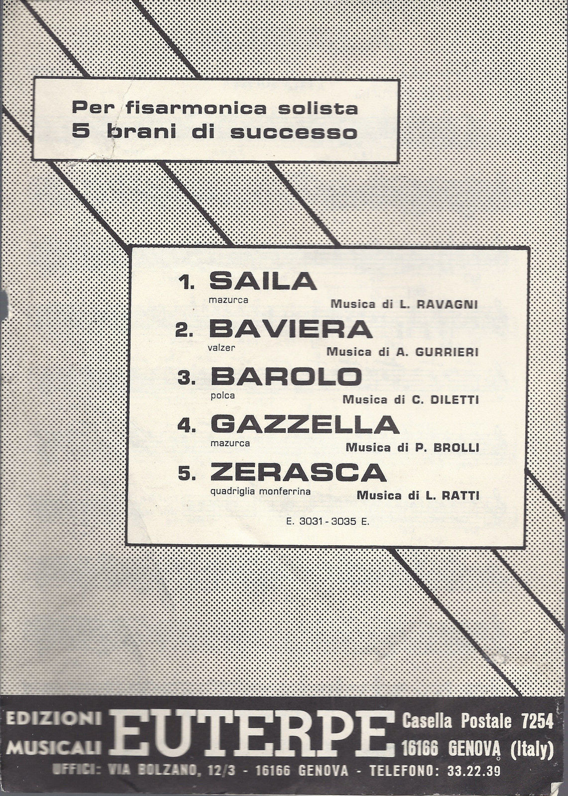 SAILA - BAVIERA - BAROLO - GAZZELLA - ZERASCA # SPARTITO - Fisa solista