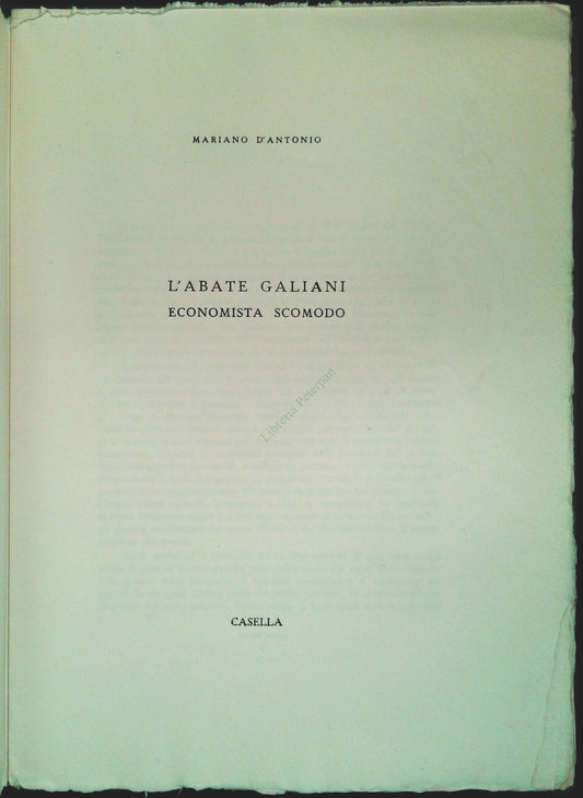 L'ABATE GALLIANI. ECOMISTA SCOMODOD - ED. CASELLA 1983