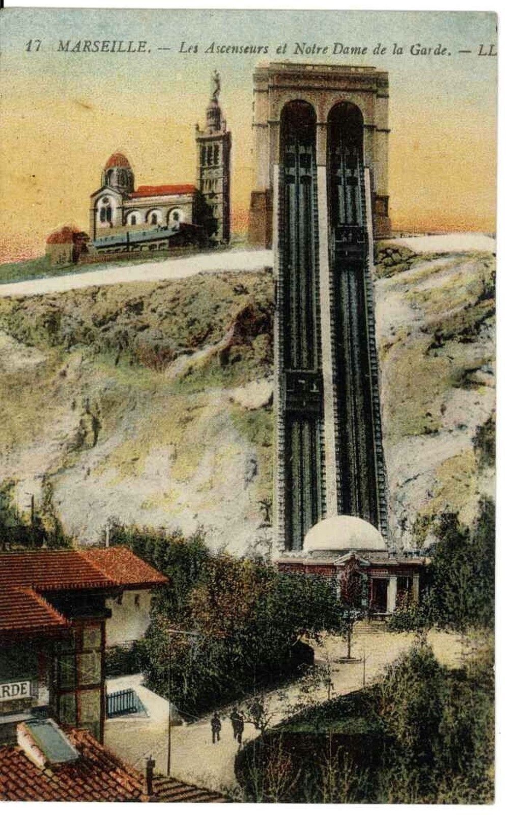 MARSEILLE - LES ASCENSEURS ET NOTRE DAME DE LA GARDE