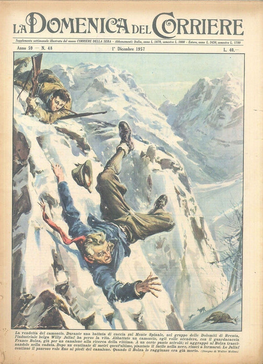 DOMENICA DEL CORRIERE N 48 - 1 DICEMBRE 1957 - ILL. WALTER MOLINO