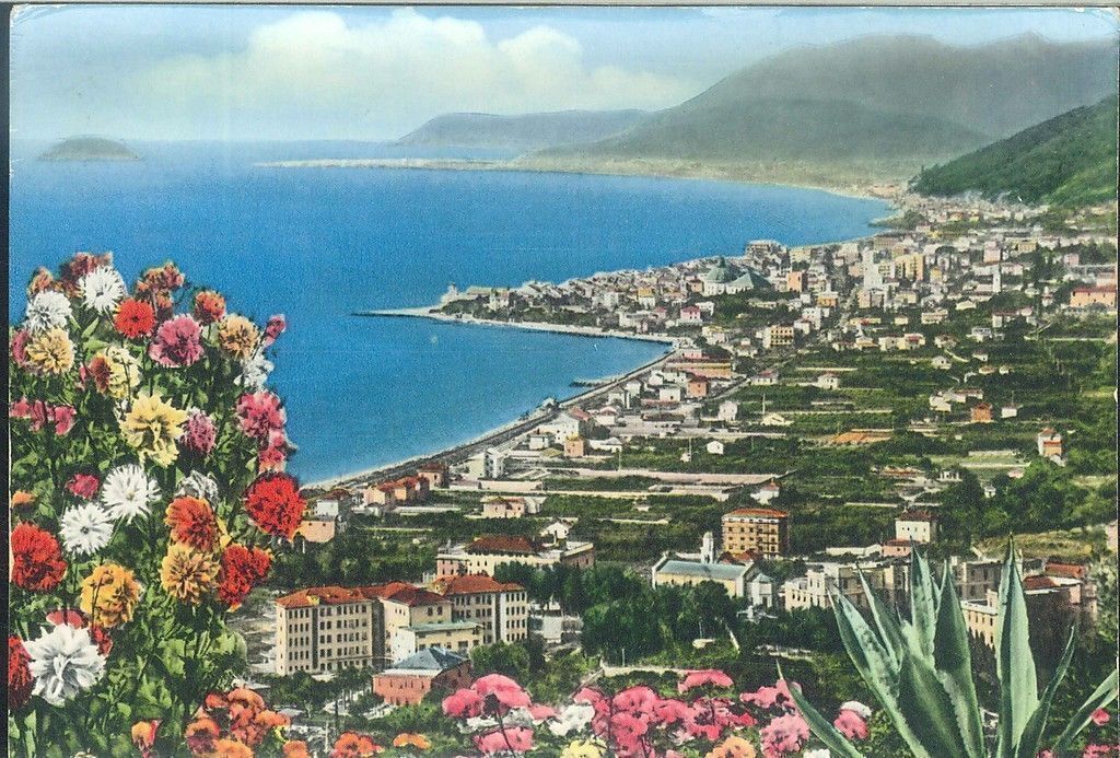 LOANO - PANORAMA E ISOLA  - V1962 - ACQUARELLATA