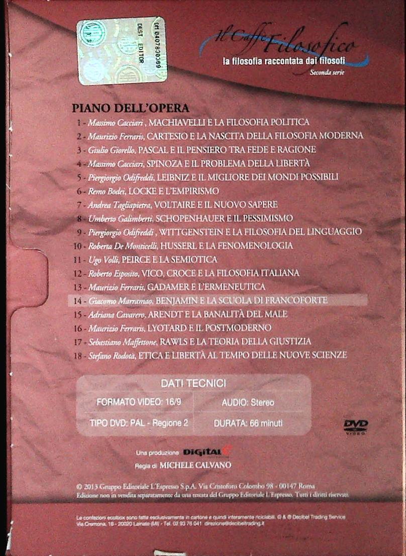 BENJAMIN E LA SCUOLA DI FRANCOFORTE. IL CAFFE' FILOSOFICO N. 14 - DVD