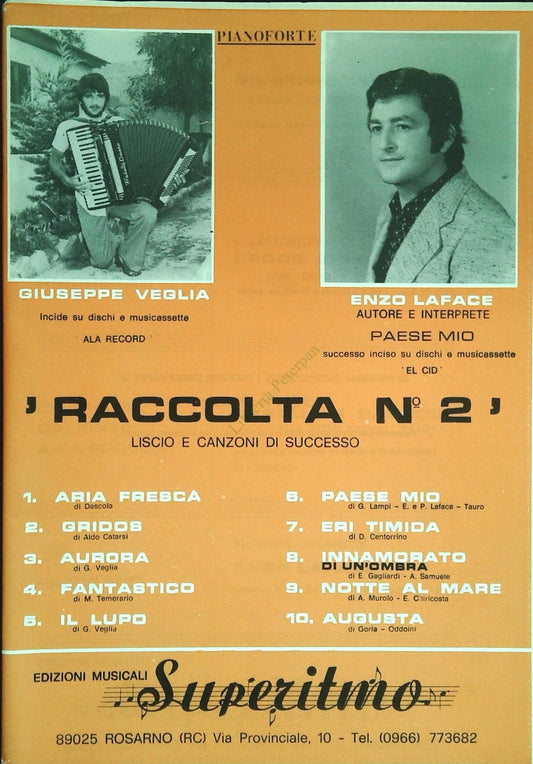 LISCIO E CANZONI DI SUCCESSO - RACCOLTA N. 2 - 1O BRANI - SPARTITO-SHEET MUSIC
