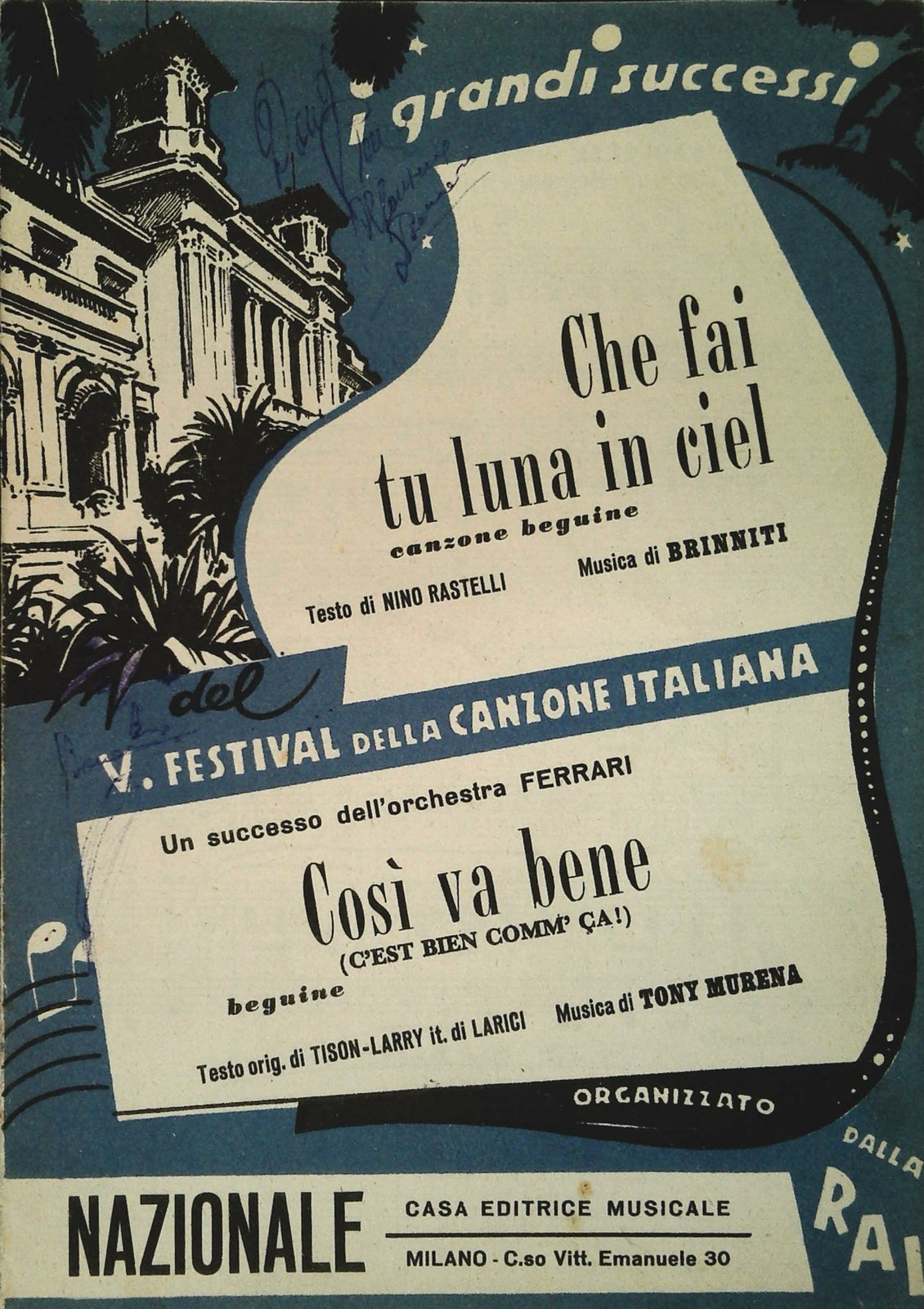 CHE FAI TU LUNA IN CIEL - COSI' VA BENE - SPARTITO-SHEET MUSIC