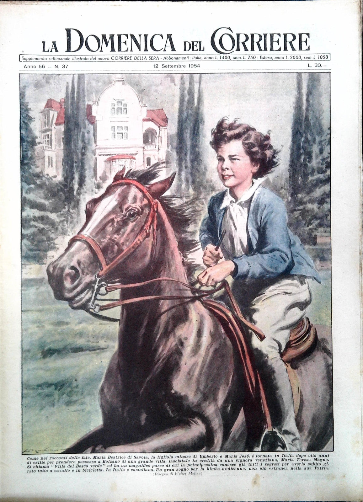 DOMENICA DEL CORRIERE N. 37 - 12 SETTEMBRE 1954
