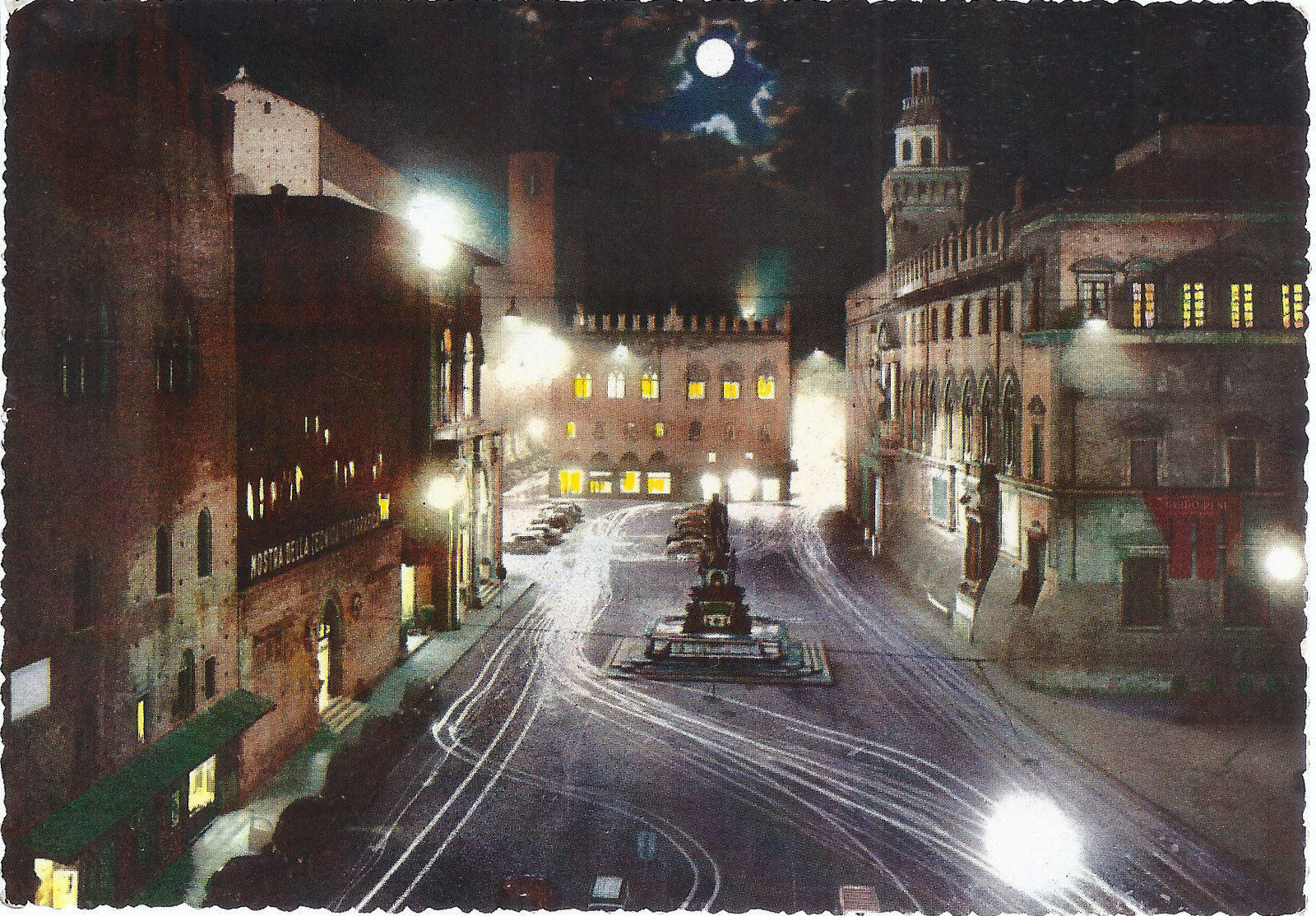 BOLOGNA - PIAZZA DEL NETTUNO - NOTTURNO - NV - FG - Acquarel