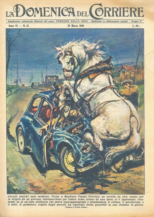 DOMENICA DEL CORRIERE N 13 - 29  MARZO 1959 - ILL. WALTER MOLINO