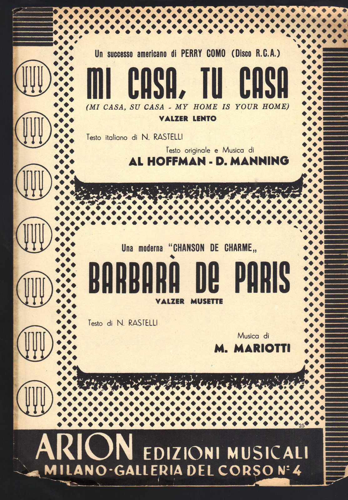 MI CASA, TU CASA # HOFFMAN, MANNING - BARBARA' DE PARIS # MARIOTTI # SPARTITO