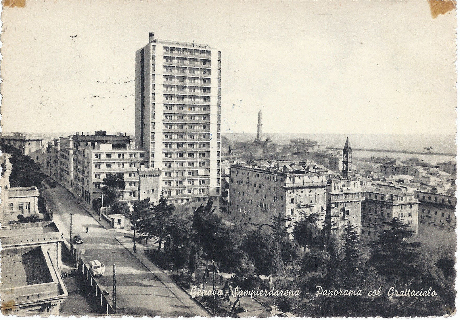 GENOVA SAMPIERDARENA - PANORAMA COL GRATTACIELO - V 1956 - F