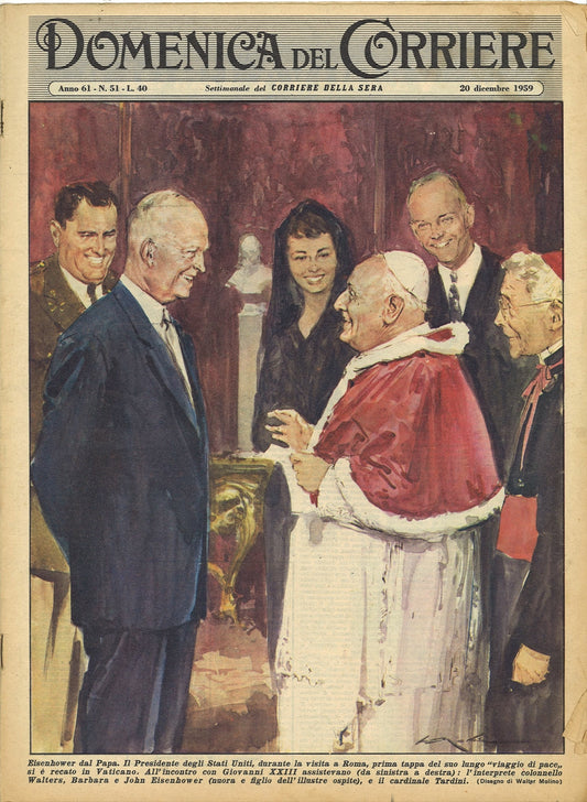 DOMENICA DEL CORRIERE N 51 - 20 DICEMBRE 1959 - ILLUSTRATORE WALTER MOLINO