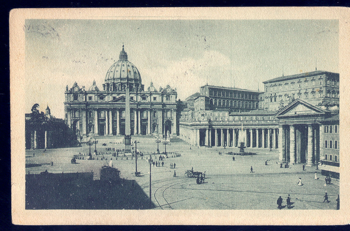 ROMA - PIAZZA E FACCIATA BASILICA DI S. PIETRO - V1923