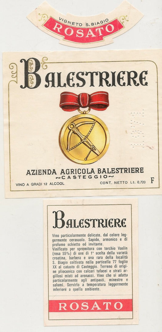 BALESTRIERE ROSATO -AZIENDA AGR. BALESTRIERE - ETICHETTA VINO