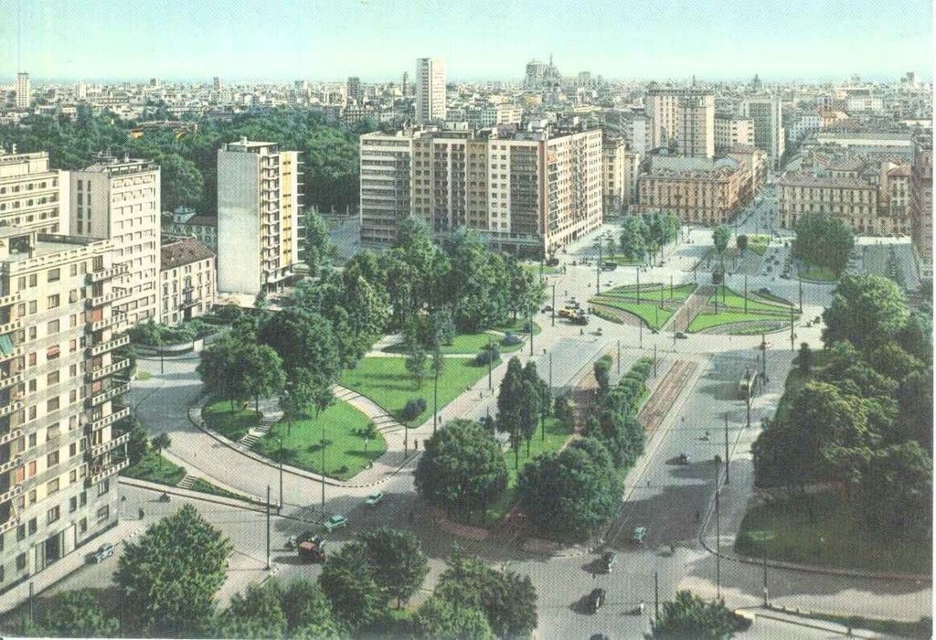 MILANO - PIAZZA DELLA REPUBBLICA - V1959 - ACQUARELLATA
