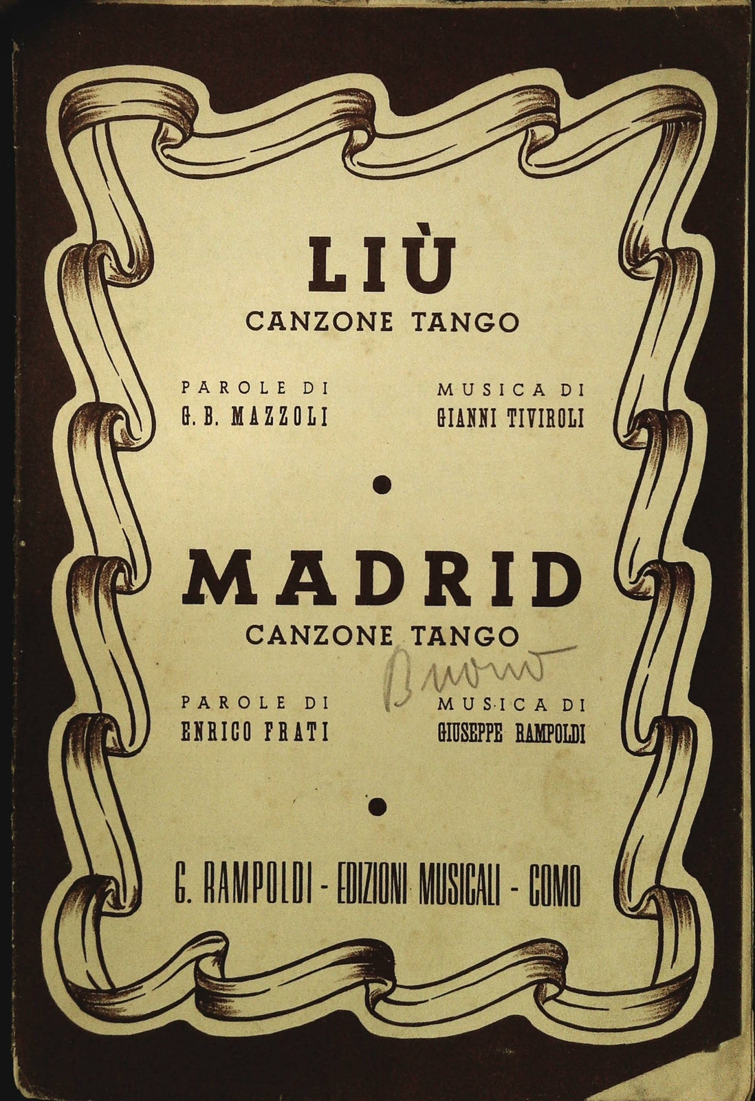 LIU' - MADRID - TANGO E CANZONE TANGO - SPARTITO-SHEET MUSIC