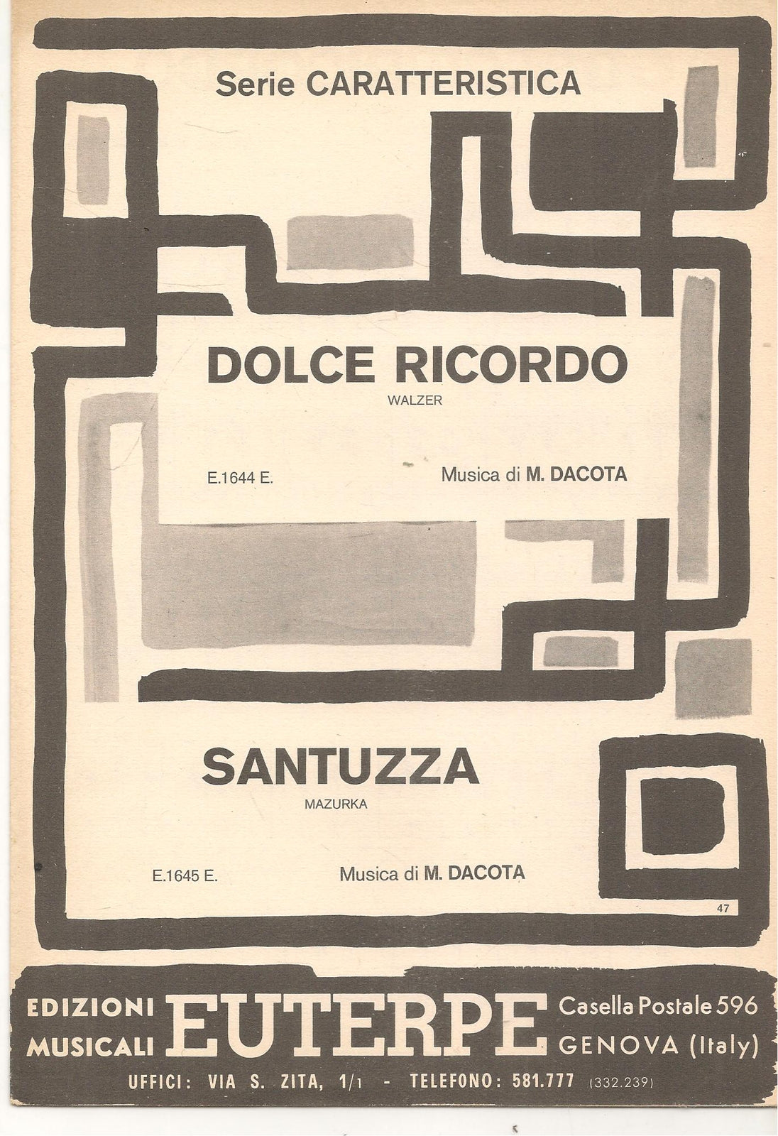 DOLCE RICORDO. alzer - SANTZZA. mazurca - SPARTITO-SHEET MUSIC