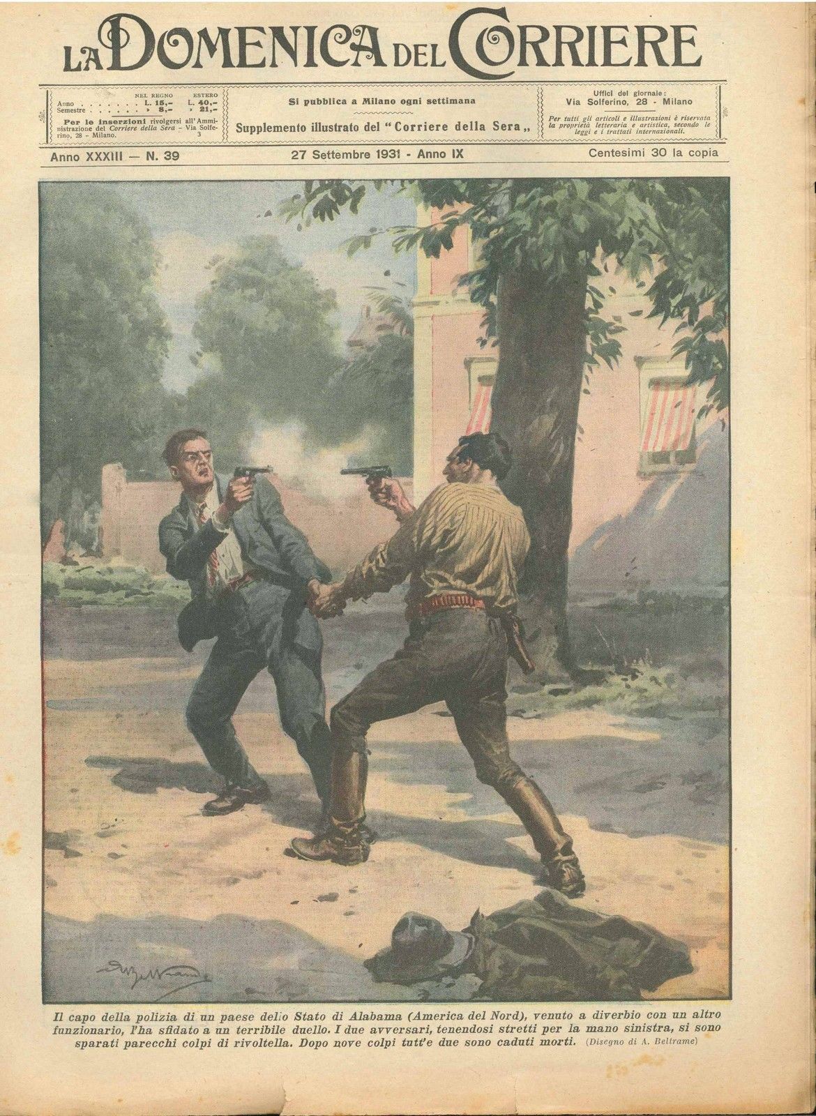 DOMENICA DEL CORRIERE N  39 - 27 SETTEMBRE 1931 - ILL.  A. BELTRAME