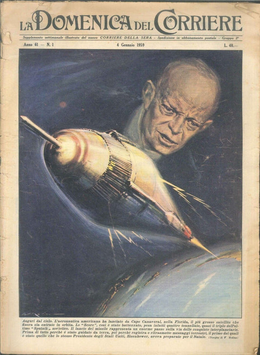 DOMENICA DEL CORRIERE N 1 - 4 GENNAIO 1959 - ILL. WALTER MOLINO
