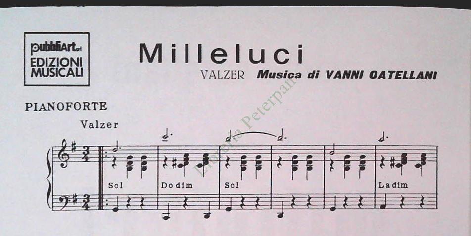 VANNI CATELLANI. MILLELUCI - LA BARCACCIA - SPARTITO-SHEET MUSIC