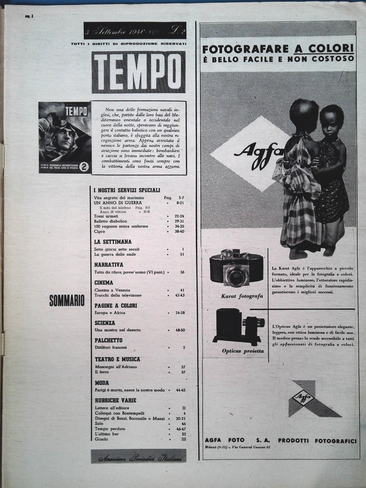 TEMPO N. 67 - 5 SETTEMBRE 1940 - UN ANNO DI GUERRA - TRENI ARMATI