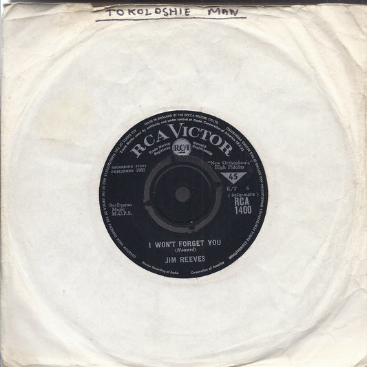 I WON'T FORGET YOU - A STRANGER'S JUST A FRIEND # JIM REEVES