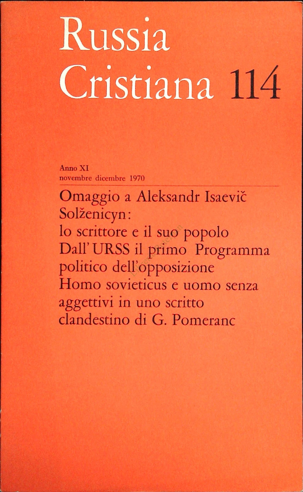 RUSSIA CRISTIANA N. 114 - NOVEMBRE-DICEMBRE 1970