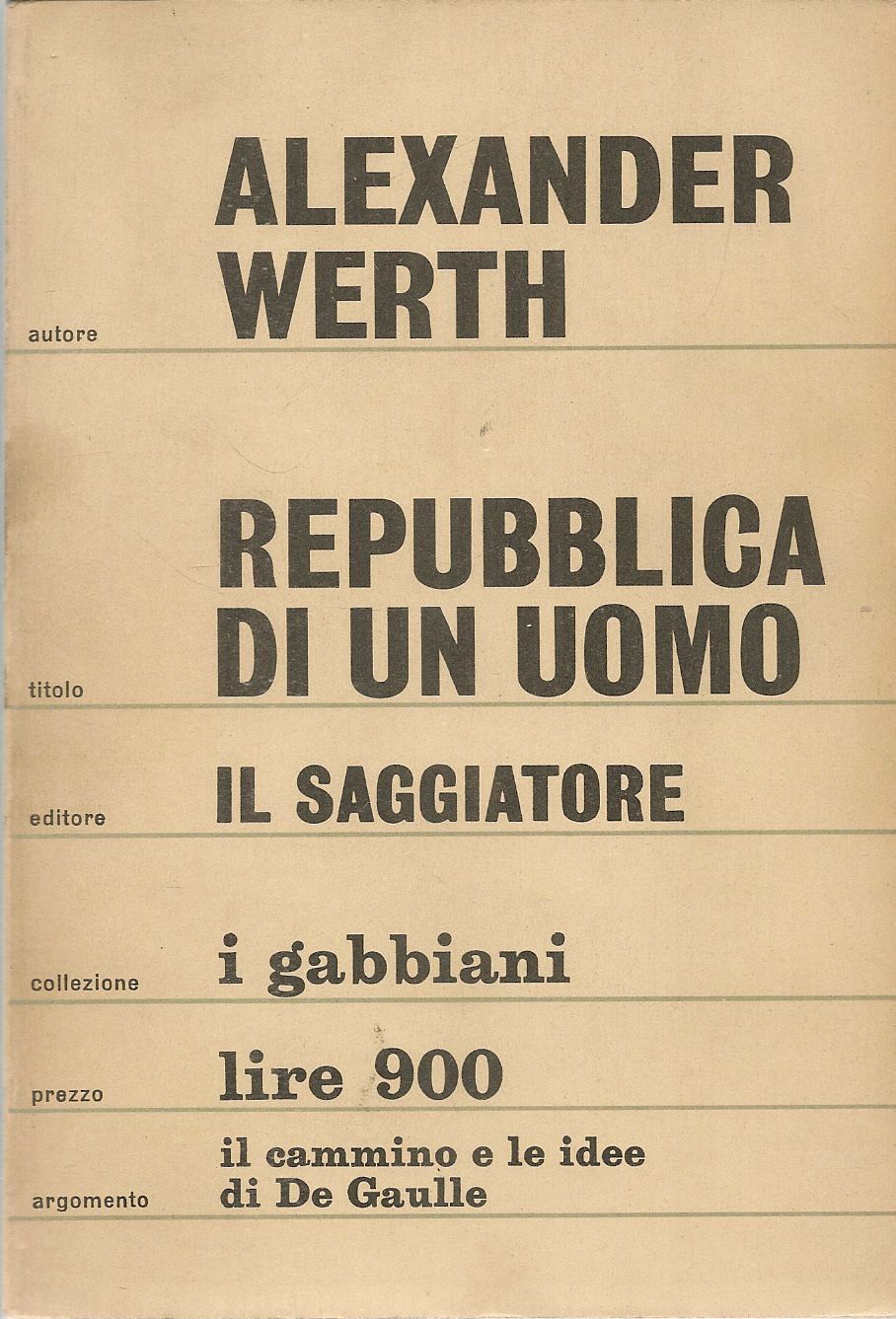 REPUBBLICA DI UN SOLO UOMO - ALEXANDER WERTH