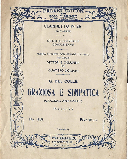 GRAZIOSA E SIMPATICA (Gracious and Sweet)  G. Del Colle # SPARTITO - Pagani Ed.